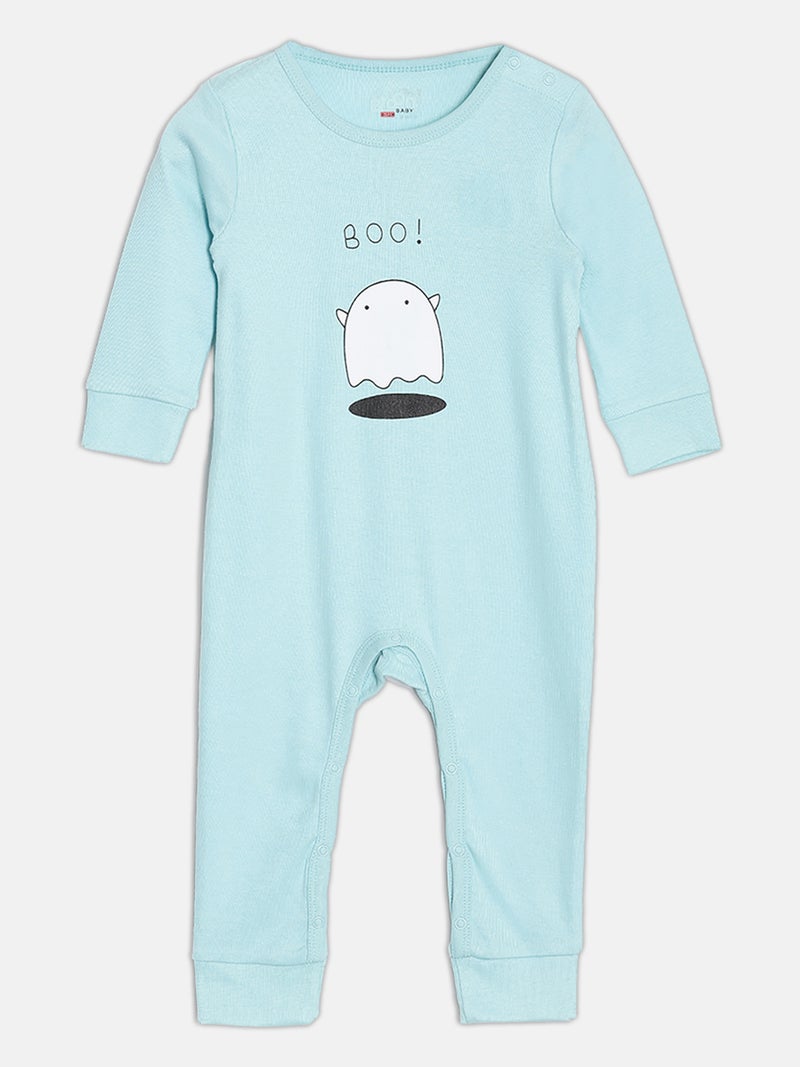 Broon Infant Girls Sea Blue and White Printed Organic Cotton Sleepsuit Pack of 2 - Image 2