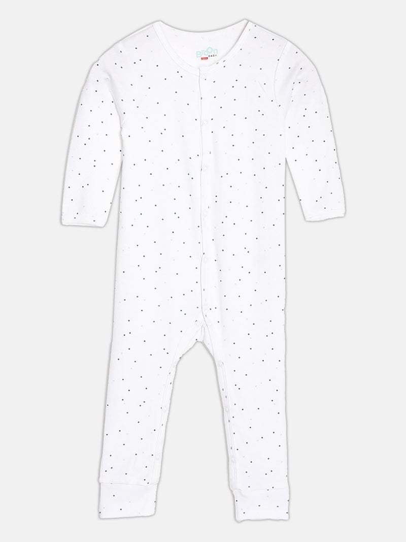 Broon Infant Girls Sea Blue and White Printed Organic Cotton Sleepsuit Pack of 2 - Image 3