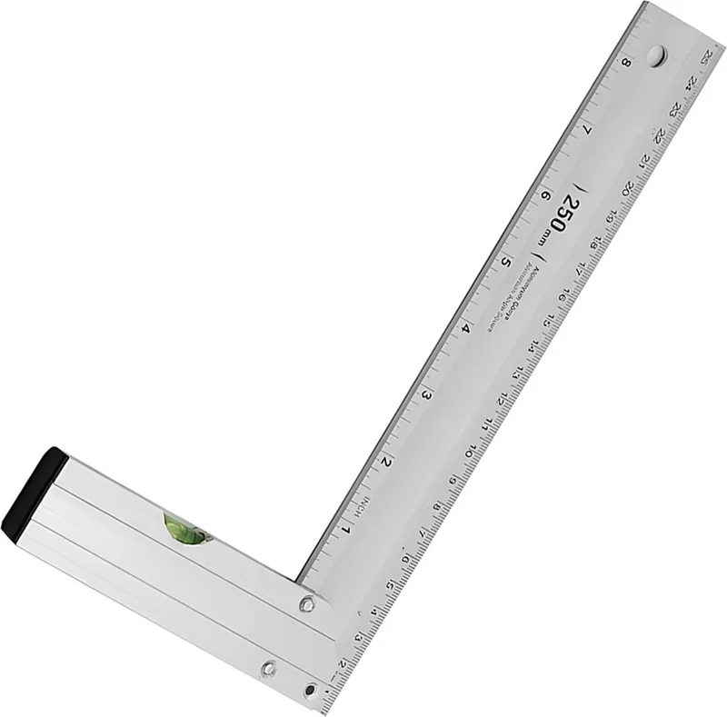 Badem10 Aluminum L Square Square with Spirit Level Ruler Welding Welder Carpenter Square 250 mm