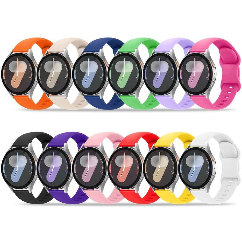 Tiorecime 12 Pack Bands Compatible with Samsung Galaxy Watch 7 6 5 4 40mm 44mm/6 4 Classic 43mm 47mm 42mm 46mm/5 Pro 45mm/Active 2 Band, 20mm Soft Silicone Sport Replacement Strap for Women Men - Image 1