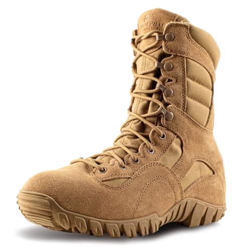 Belleville Khyber TR550 8" Combat Boots for Men - Lightweight, Hot Weather, Multi-Terrain Military Boots - Army OCP ACU - Coyote Brown Leather & Nylon with Vibram Traction Outsole - 9.5 - Image 1