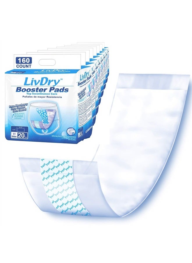 LIVDRY Incontinence Booster Pads, Use with Adult Diapers for Women and Men, Extra Comfort Softness, Disposable Pad (160 Count, Regular Length)  - Image 1