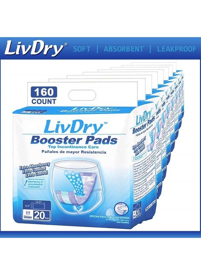 LIVDRY Incontinence Booster Pads, Use with Adult Diapers for Women and Men, Extra Comfort Softness, Disposable Pad (160 Count, Regular Length)  - Image 2