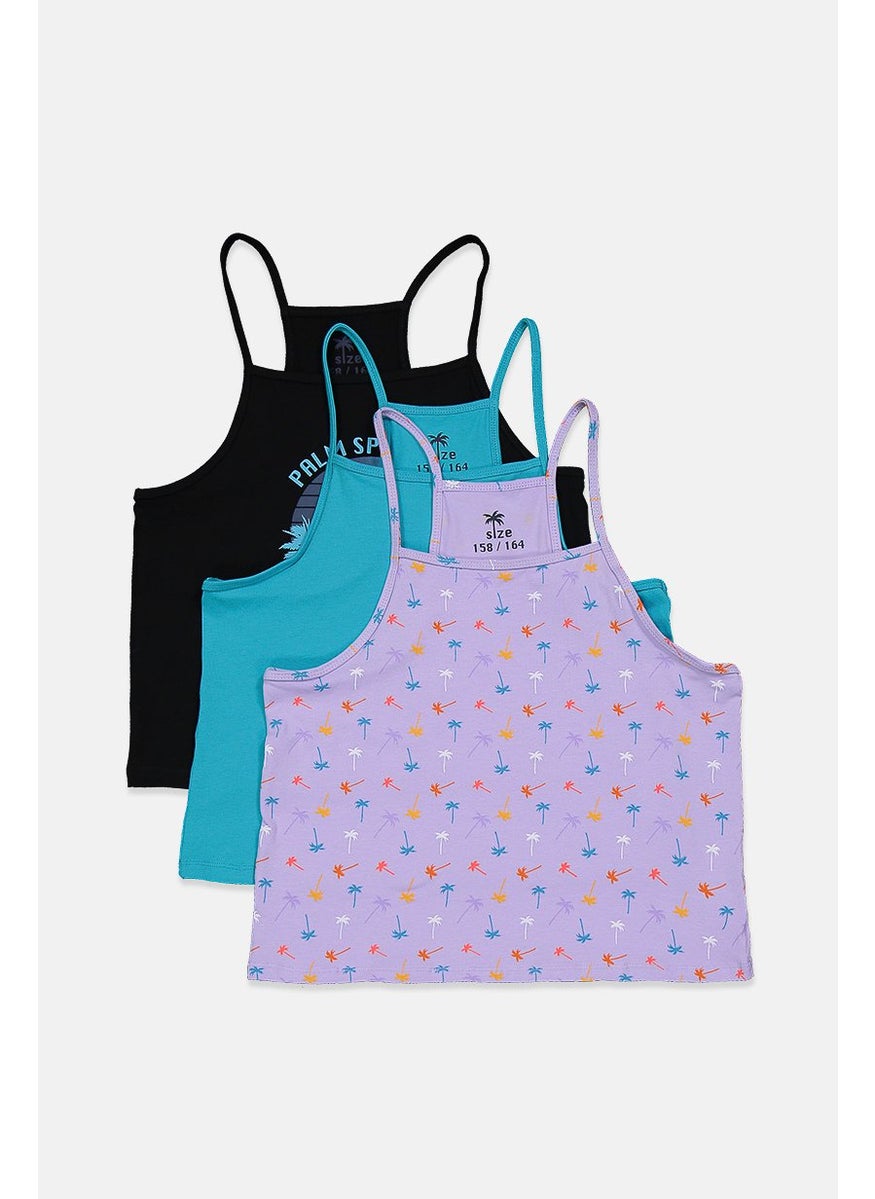 Tchibo Kids Girl 3 Pcs Sleeveless Tops, Purple  - Image 1
