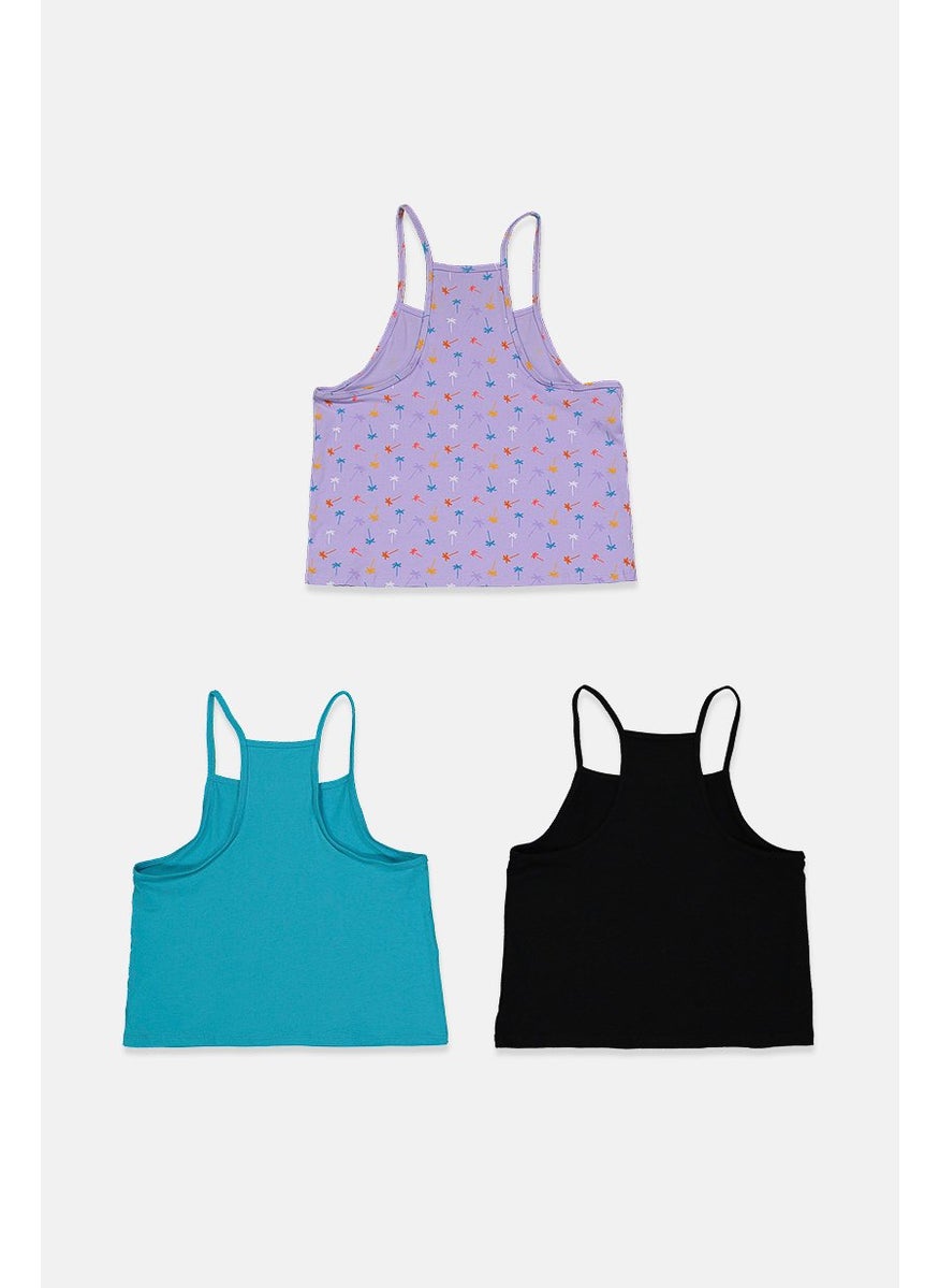 Tchibo Kids Girl 3 Pcs Sleeveless Tops, Purple  - Image 2
