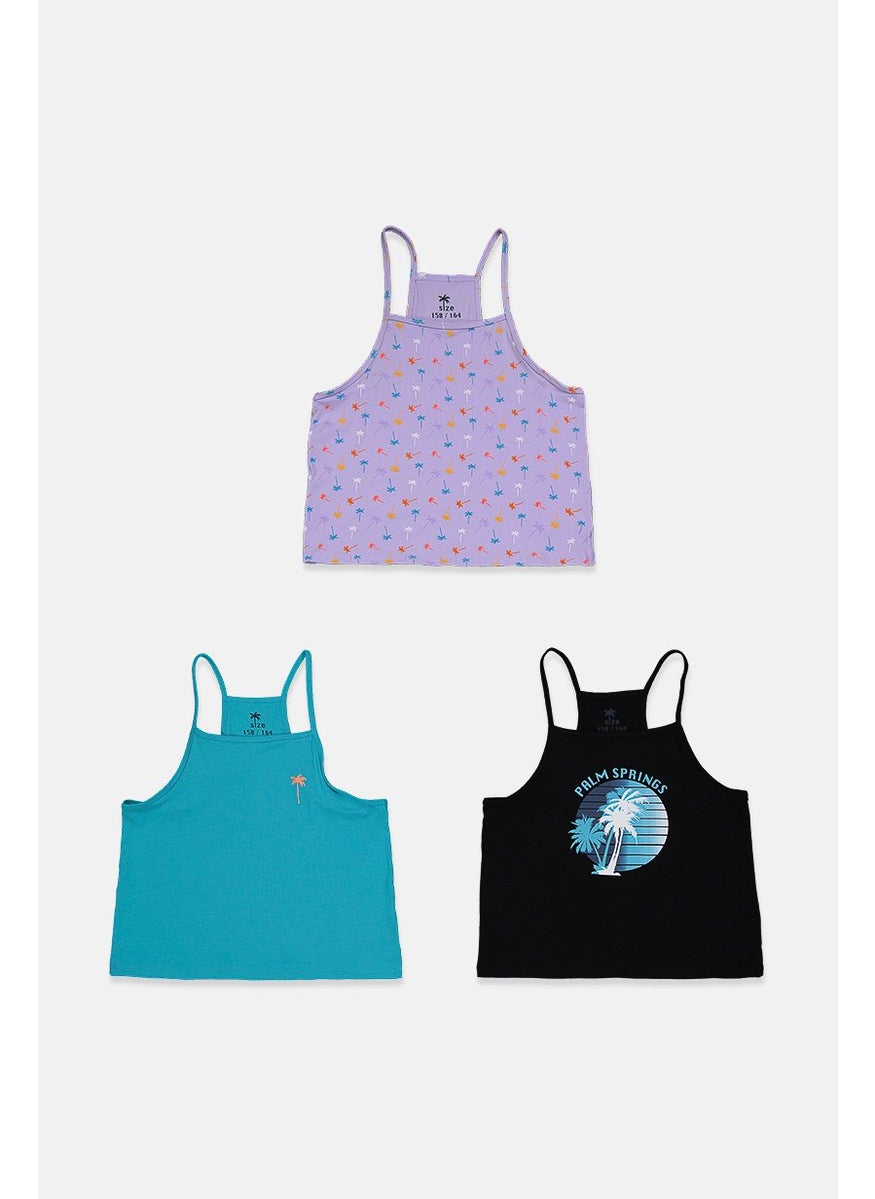Tchibo Kids Girl 3 Pcs Sleeveless Tops, Purple  - Image 3