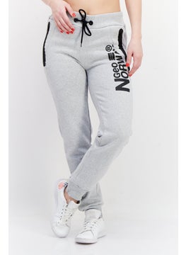 GEOGRAPHICAL NORWAY Women Drawstring Brand Logo Jogger Pants, Light Grey  - Image 1
