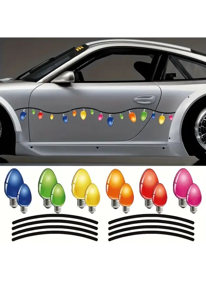 20 Pcs Christmas Car Sticker Set Festive Light Bulb Design Durable Vinyl Decals - Image 1