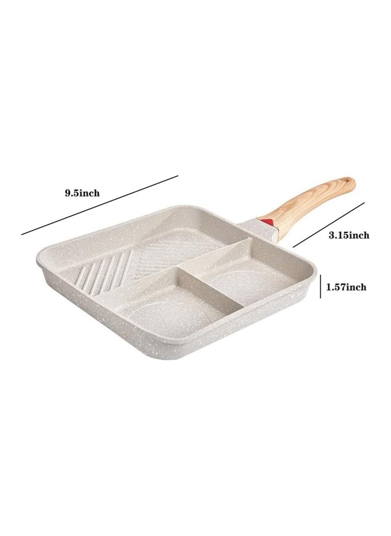 General - Non-stick split griddle, 3-in-1 square egg frying pan with bakelite handle, versatile breakfast grill for cooking eggs, steak and bacon, compatible with induction, gas and electric cooktops - Image 1