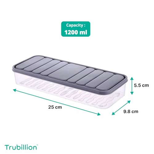TRUBILLION FridgeBox Set of 6 Fridge Storage Containers with Lid 1200ml Freezer Safe BPA Free Stackable Transparent Organizer Boxes for Vegetables Fruits Snacks Kitchen Made in India - Image 3