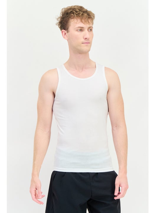 Men 2 Pack Stay-Tucked Fit Plain Undershirt, White