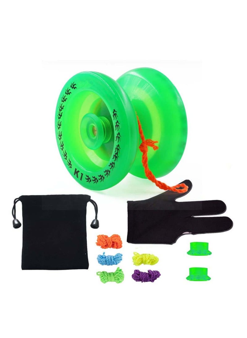 K1 Glow in The Dark Yoyo Ball ، لعبة Yoyo المحترفة سريعة الاستجابة للأطفال البالغين المبتدئين متوسط ​​اللون الأخضر Yoyos