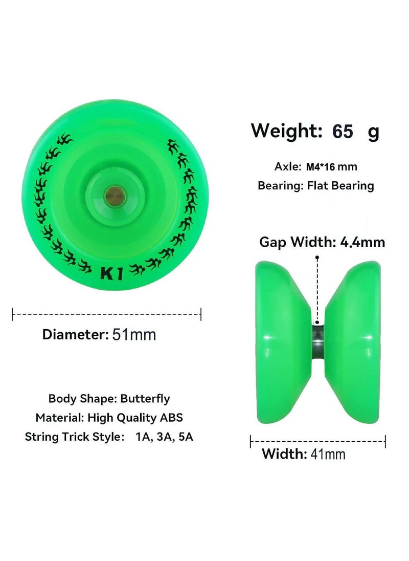 K1 Glow in The Dark Yoyo Ball ، لعبة Yoyo المحترفة سريعة الاستجابة للأطفال البالغين المبتدئين متوسط ​​اللون الأخضر Yoyos