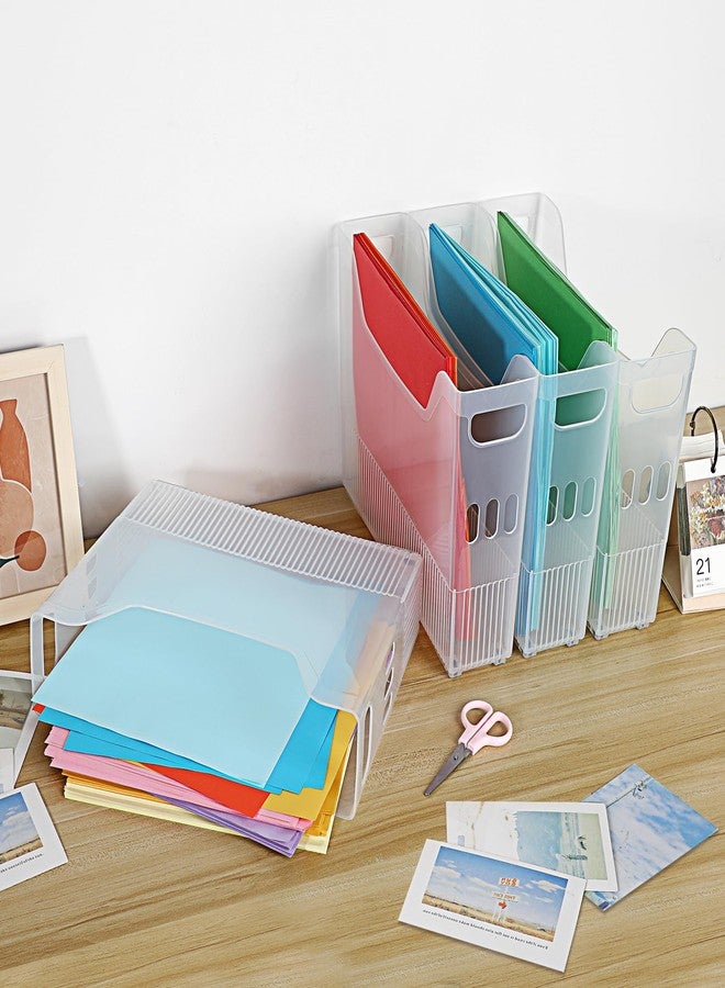 BTSKY صندوق تخزين ورق القصاصات من بي تي إس كاي 4 عبوات مع عجلات، منظم تخزين بلاستيكي لأوراق القصاصات 12" x 12"، منظم ملفات محمول مع مقبض مدمج، حامل مجلات وظيفي رف ورق - Image 5