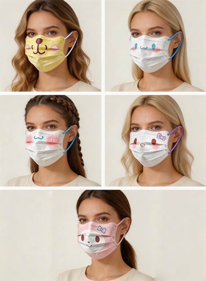 Wffo 50PCS Masks - Cartoon Character Masks - 5 Styles - Three-Layer Filtration - Suitable for Children and Teenagers Disposable Masks - Individually Packaged - Unisex - Image 5