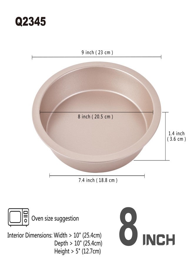 Bakeley 8-inch Round Cake Pan Set of 2, Nonstick 8 Inch Cake Pan for Baking (Champagne Gold) - Image 2