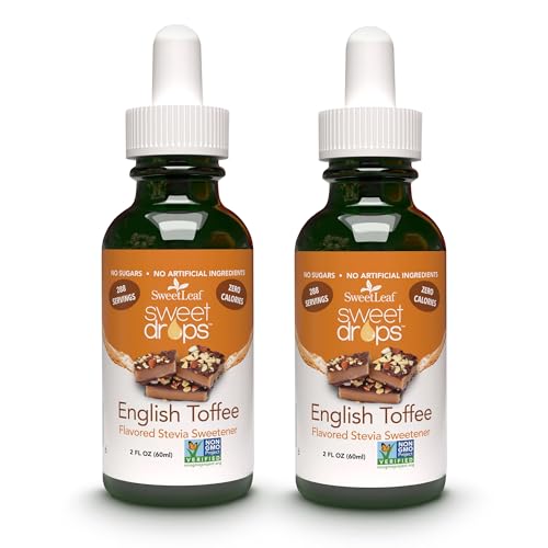 SweetLeaf Sweet Drops  Flavored Stevia Liquid Sweetener Organic Stevia Extract Zero Calories Gluten Free Keto Friendly Non GMO Natural Flavor  English Toffee 2 Fl Oz Pack of 2 - Image 1