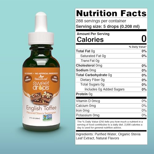 SweetLeaf Sweet Drops  Flavored Stevia Liquid Sweetener Organic Stevia Extract Zero Calories Gluten Free Keto Friendly Non GMO Natural Flavor  English Toffee 2 Fl Oz Pack of 2 - Image 5