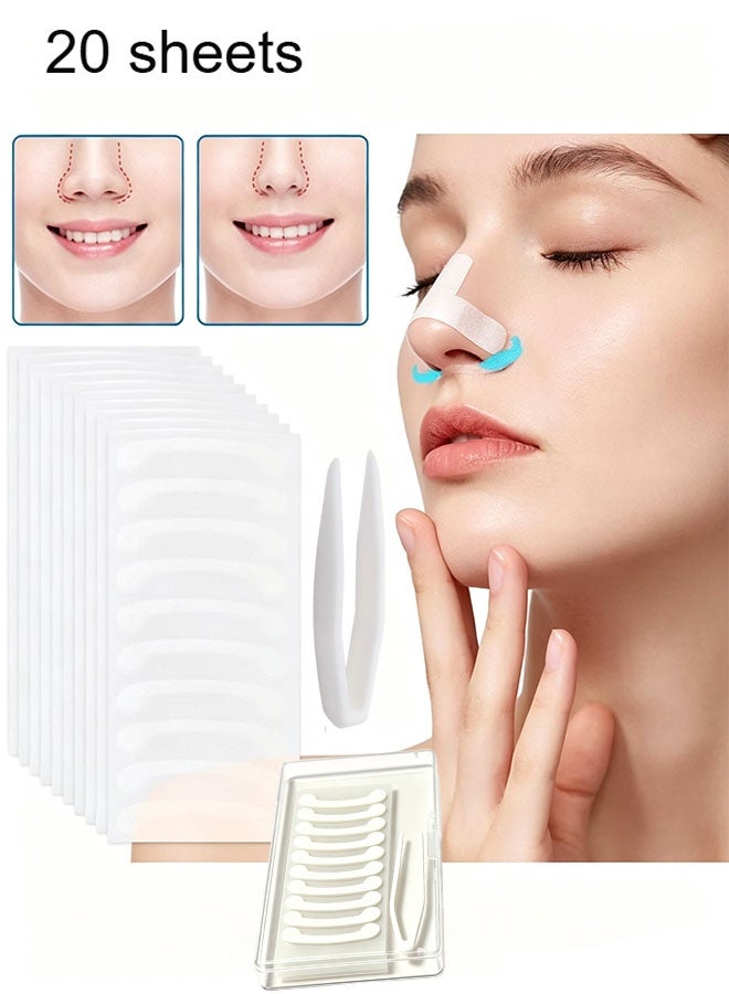 Happy D 200PCS Invisible Nose Slimming Strips, Tighten Nostrils, Enhance Nose Shape, Ideal for Large Nostrils And Low Nose Bridge, Lightweight Nasal Shaping Patches (20 Sheets, 10Pcs Per Sheet, Transparent) - Image 1