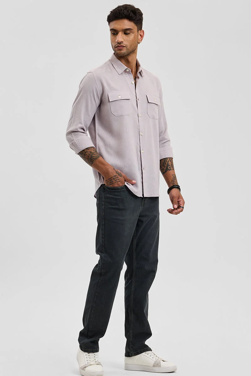 SNITCH  Light Grey Solid Long Sleeve Regular Fit Shirt for Men | Best Price UAE