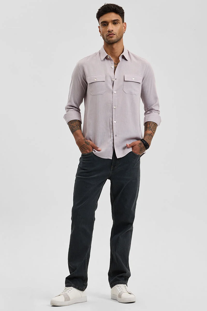 SNITCH  Light Grey Solid Long Sleeve Regular Fit Shirt for Men | Best Price UAE