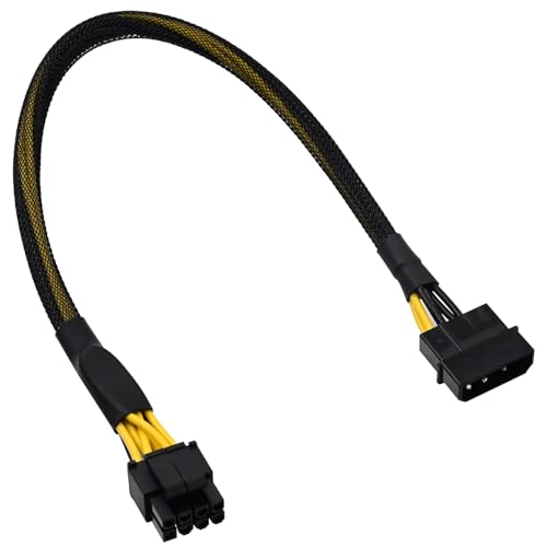 COMeap Molex to CPU 8 Pin EPS Power Cable, LP4 Molex Male to CPU 8 Pin (4+4) EPS-12V Adapter Converter Sleeved 13-inch(33cm) - Image 1
