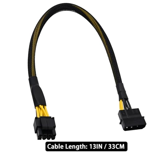 COMeap Molex to CPU 8 Pin EPS Power Cable, LP4 Molex Male to CPU 8 Pin (4+4) EPS-12V Adapter Converter Sleeved 13-inch(33cm) - Image 4