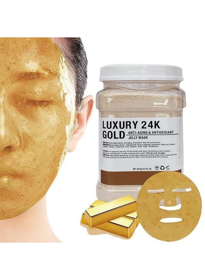 Jelly Mask Powder for Facials - Natural Rose Petals, Professional Peel-Off Hydro Face Mask, DIY SPA Rubber Mask for Soft and Moisturized Skin (650 gm, LUXURY 24K Gold) - Image 1