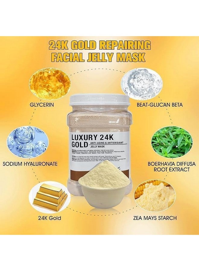 Jelly Mask Powder for Facials - Natural Rose Petals, Professional Peel-Off Hydro Face Mask, DIY SPA Rubber Mask for Soft and Moisturized Skin (650 gm, LUXURY 24K Gold) - Image 3