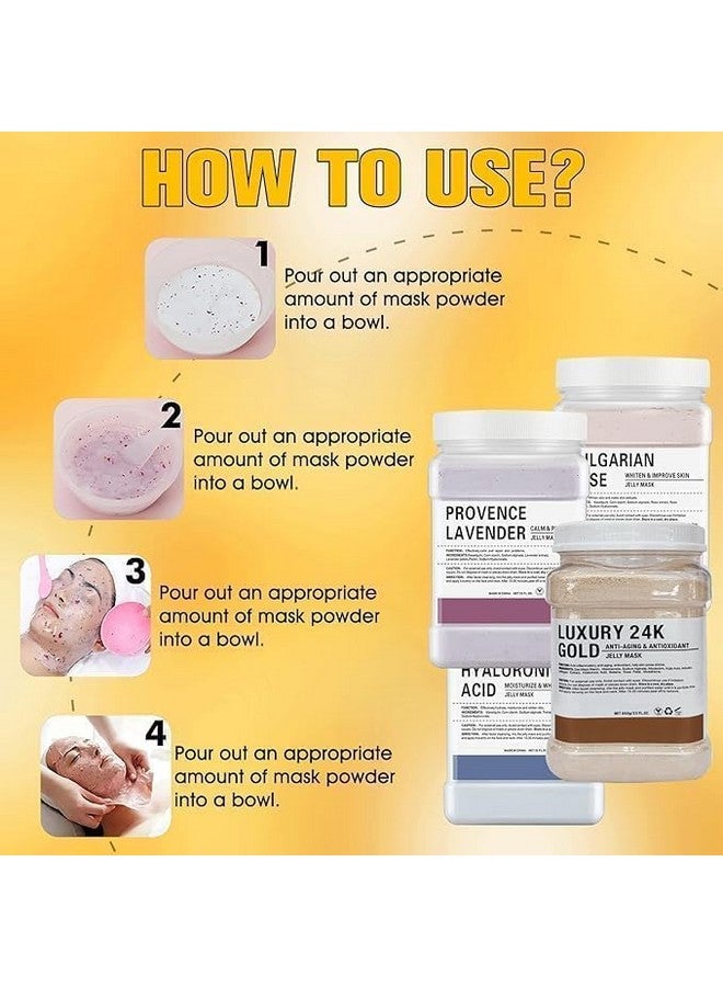 Jelly Mask Powder for Facials - Natural Rose Petals, Professional Peel-Off Hydro Face Mask, DIY SPA Rubber Mask for Soft and Moisturized Skin (650 gm, LUXURY 24K Gold) - Image 5