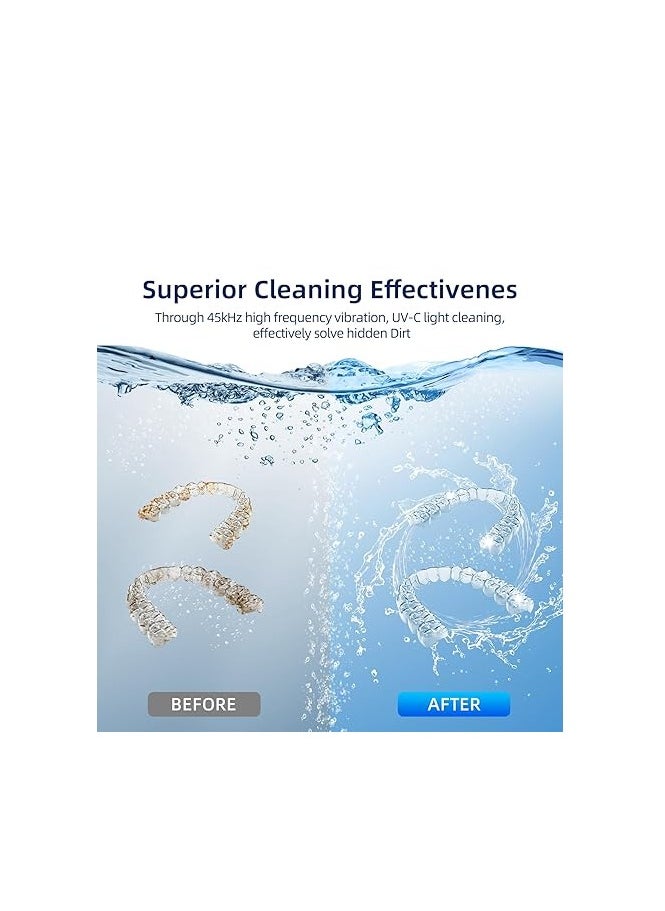 Generic Ultrasonic Retainer Cleaner, Retainer Cleaner Machine for Dentures, Mouth Guards, Braces, Toothbrush Heads, Jewelry with 200ML Capacity, 45kHz Retainer Cleaning, 4 Modes for All Dental Appliances  - Image 2