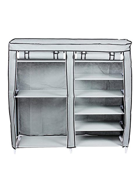 Whitecloud TRANSFORMING HOMES® 7+2 Layer Polymer Plastic Portable Folding Double Row Shoe Rack (Grey, 2263) - Pair of 27