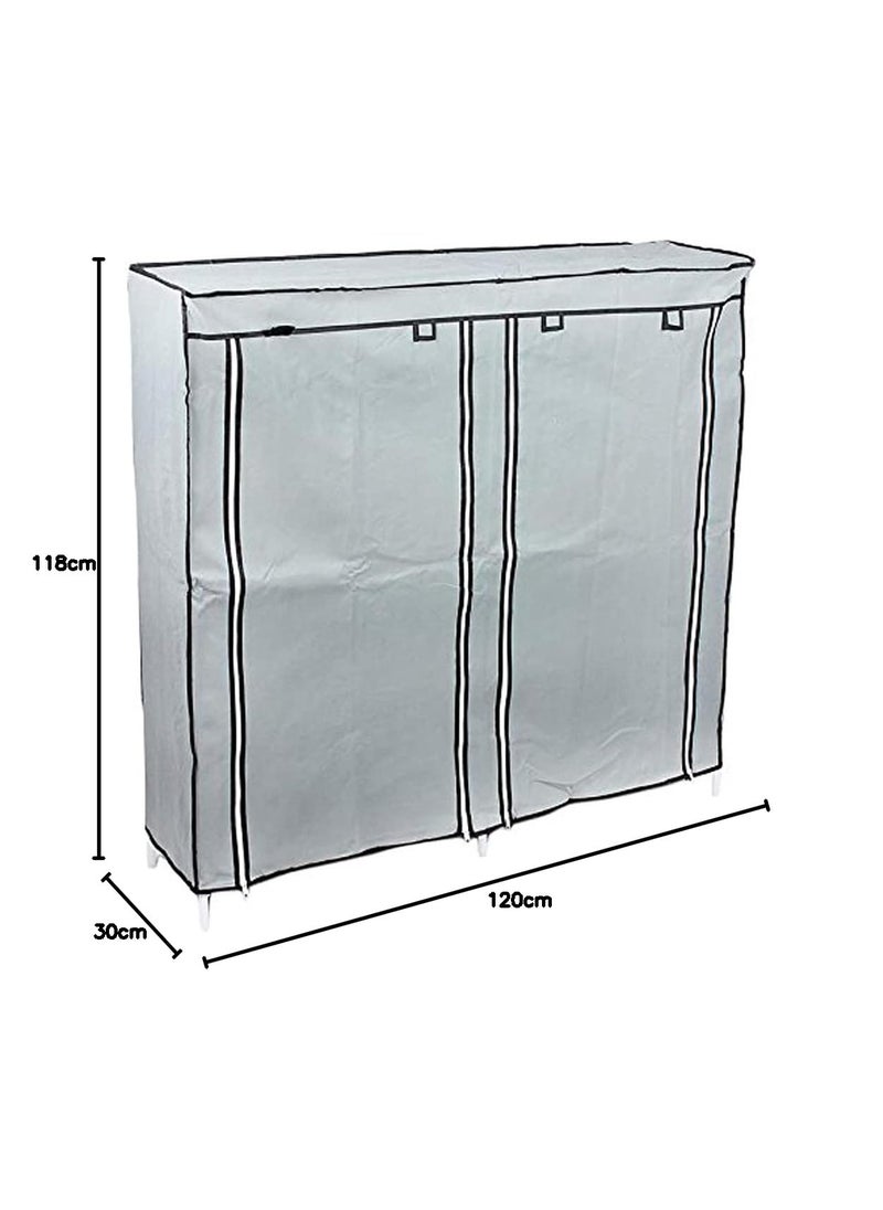 Whitecloud TRANSFORMING HOMES - Whitecloud TRANSFORMING HOMES® 7+2 Layer Polymer Plastic Portable Folding Double Row Shoe Rack (Grey, 2263) - Pair of 27 - Image 1
