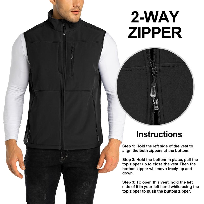 33,000ft Men's Lightweight Softshell Vest Outerwear Zip Up Fleece Lined Windproof Sleeveless Jacket for Golf Running Hiking - Image 2