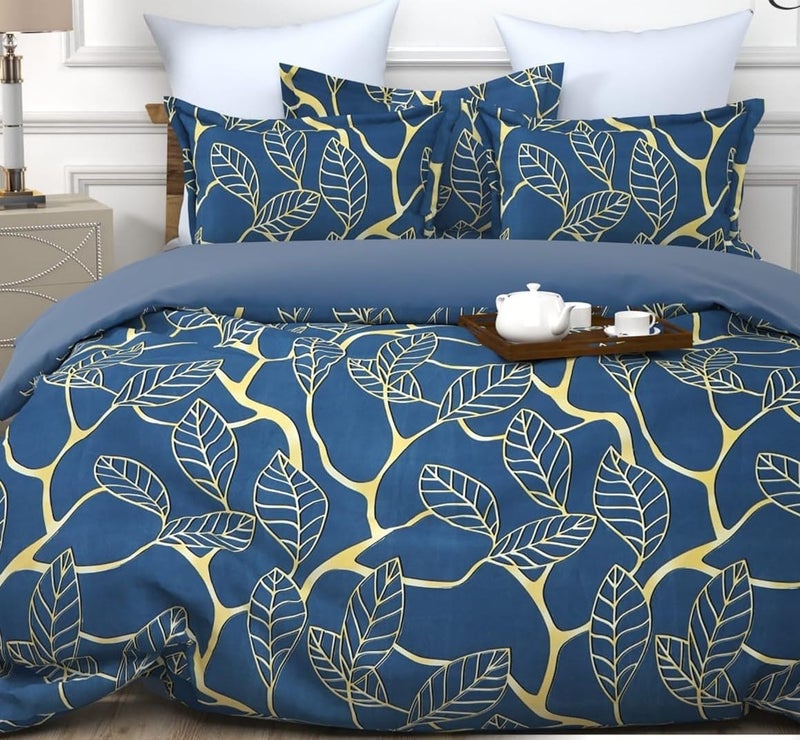 Vivan Textiles 100 Microfiber Double Bed Sheet with 2 Pillow Covers 144 TC Breathable Wrinklefree and Soft Touch Floral Printed 228X228 Cm Blue  - Image 2