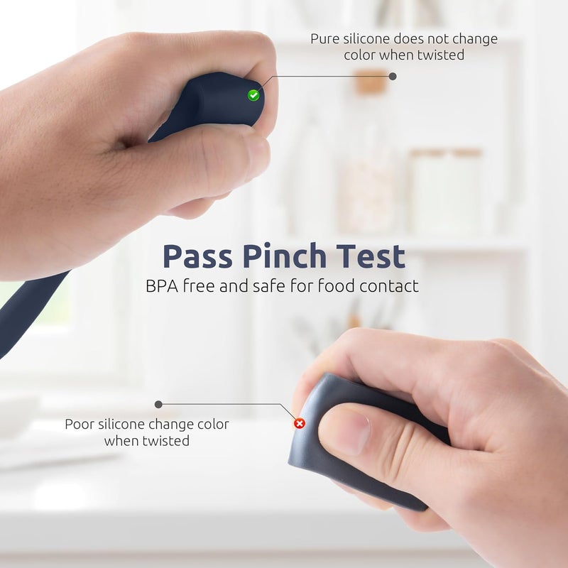 UTaste Skinny Silicone Jar Spatula: 600ºF Heat-Resistant Food-Grade 10in Long Narrow Sourdough Stirring Stick, Seamless Flexible Peanut Butter Spreader for Scraping Icing Cream, Jam (Midnight Blue) - Image 4