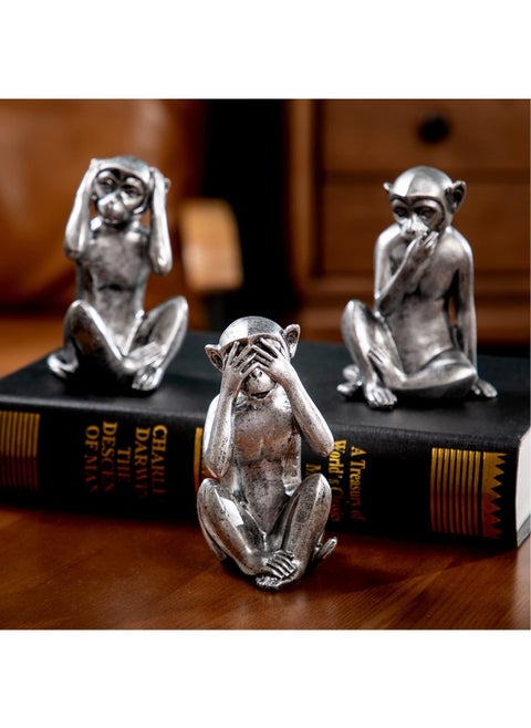 3 Wise Monkeys Statue Hear No Evil See No Evil Speak No Evil Monkeys Statue For Home Decorations Monkeys Figurines Home Decor Accents See No Evil Figurines Monkey Statue Set Of 3 Silver Color