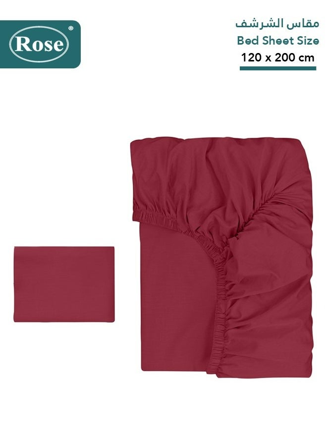 Rose Rose Luxurious Plain Fitted Sheet with Deep Pockets and Pillow Case, Bed Sheet 2-Pieces Set, Soft & Cozy Microfiber Breathable and Cooling, Extra Twin Size 120x200+38 cm, Burgundy  - Image 2