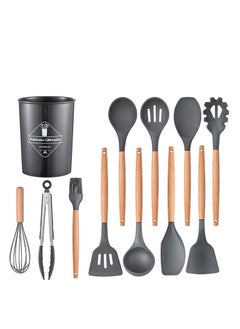 Silicone Cooking Utensil Set, Silicone Kitchen Utensils Set of 12 pcs, Non Stick Heat Resistant with Wooden Handles, Spatula, Spoons, Gadgets Tool for Non-Stick Kitchen Utensils set (Black) - pzsku/Z2D1F1808A36BCEC43DE9Z/45/_/1740084760/c0476290-9bea-4ca2-a2cd-2776c11fea8e