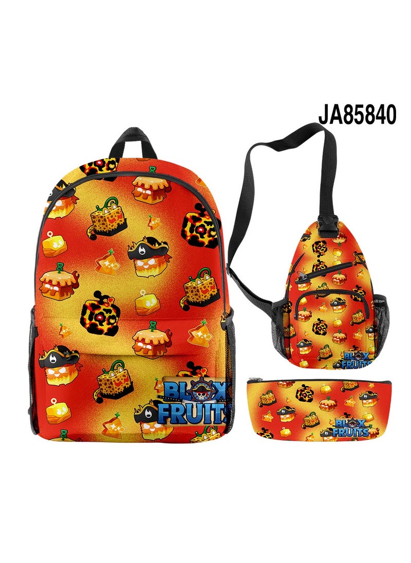 Blox Cartoon Backpack Three-piece Student School Bag 
