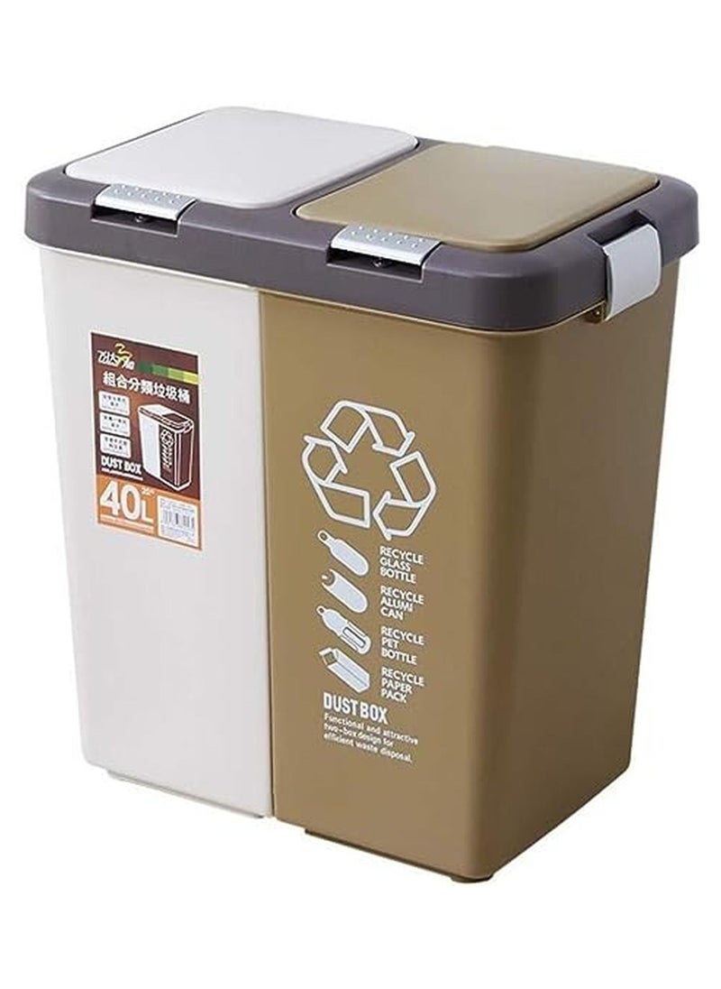 Generic - Compact waste bin set for dry and wet separation - waste bin for home and office - waste container with 2 removable compartments for easy waste separation - recycling bin - Image 1