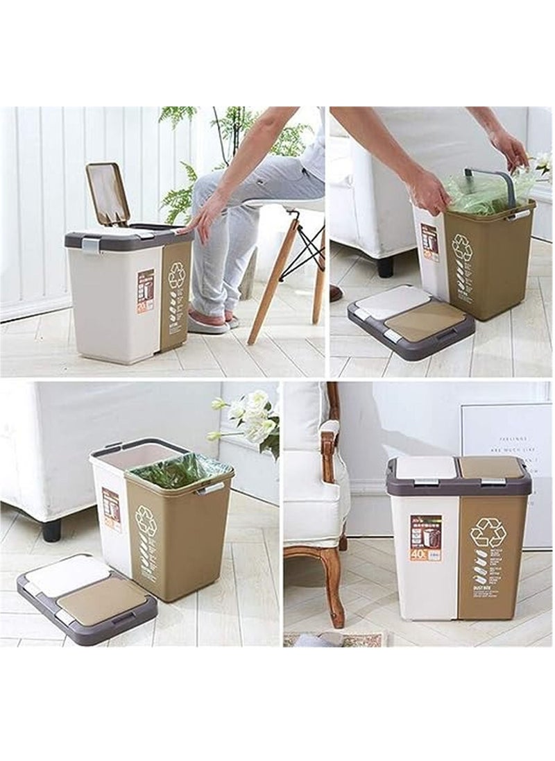 Generic - Compact waste bin set for dry and wet separation - waste bin for home and office - waste container with 2 removable compartments for easy waste separation - recycling bin - Image 1