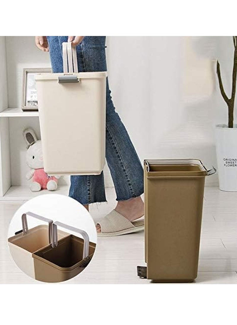 Generic - Compact waste bin set for dry and wet separation - waste bin for home and office - waste container with 2 removable compartments for easy waste separation - recycling bin - Image 1