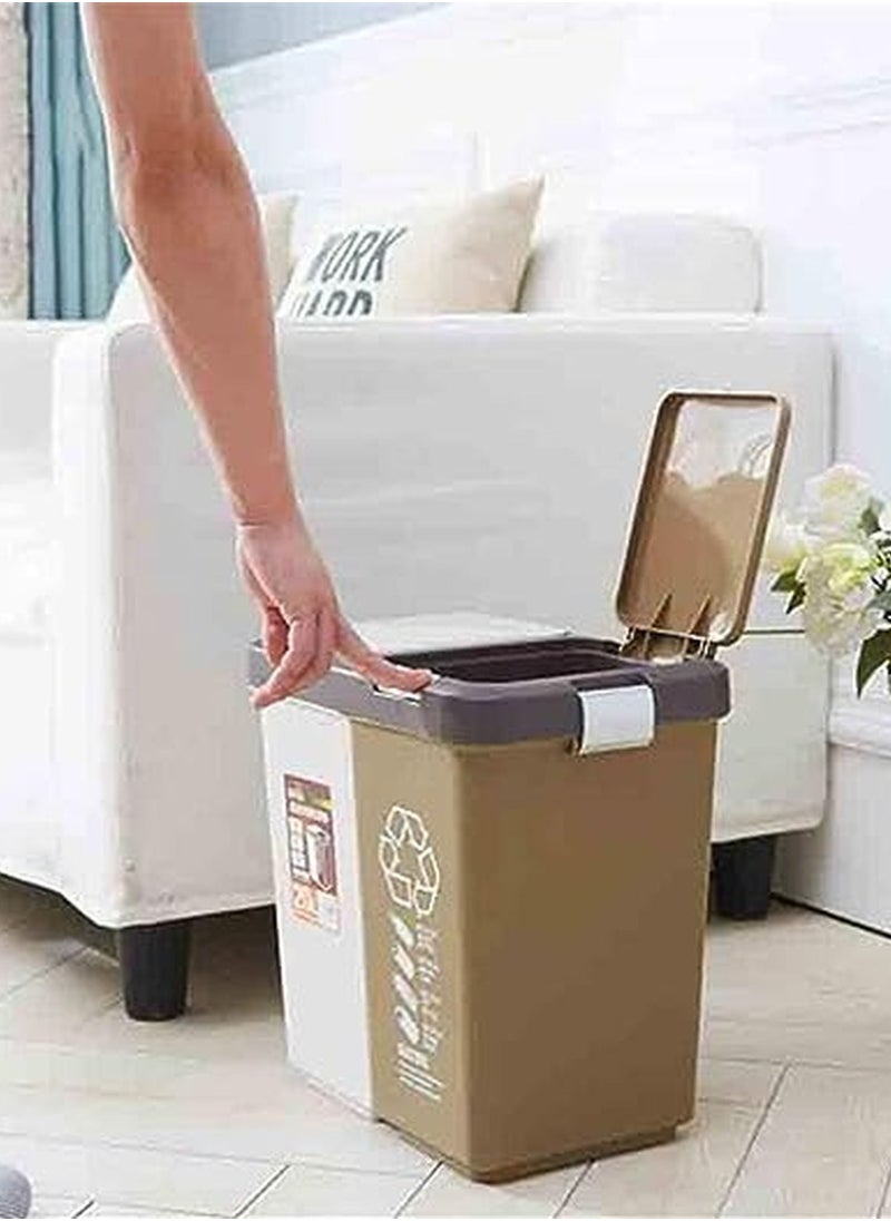 Generic - Compact waste bin set for dry and wet separation - waste bin for home and office - waste container with 2 removable compartments for easy waste separation - recycling bin - Image 1