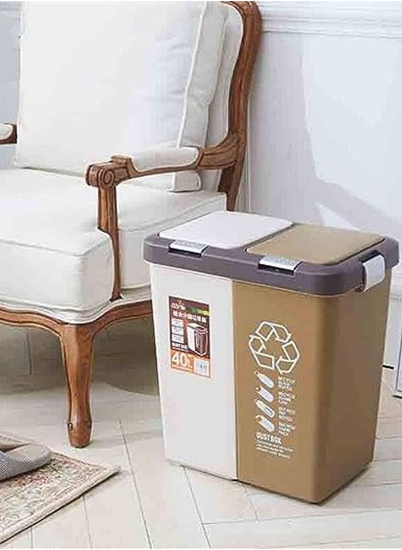 Generic - Compact waste bin set for dry and wet separation - waste bin for home and office - waste container with 2 removable compartments for easy waste separation - recycling bin - Image 1