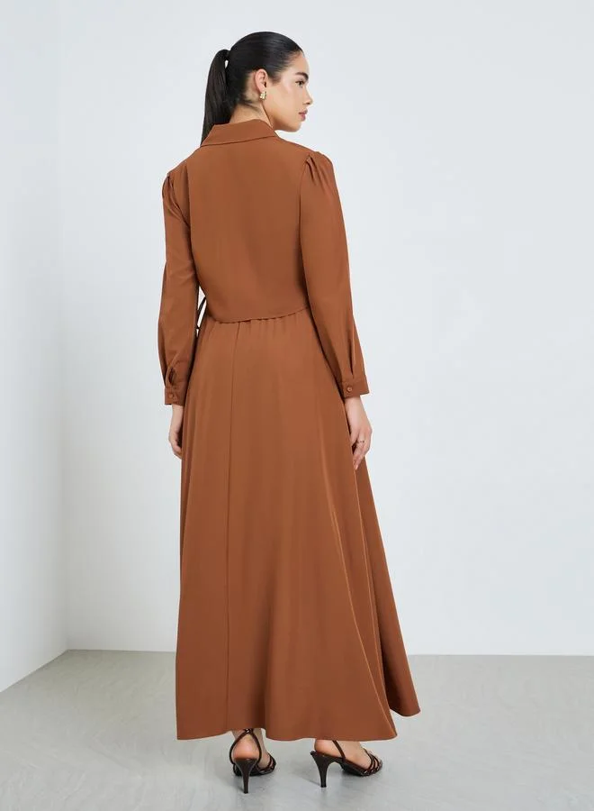 Amirah  Women Ruched Shirt and Maxi Skirt Modest Set for Women | Best Price UAE