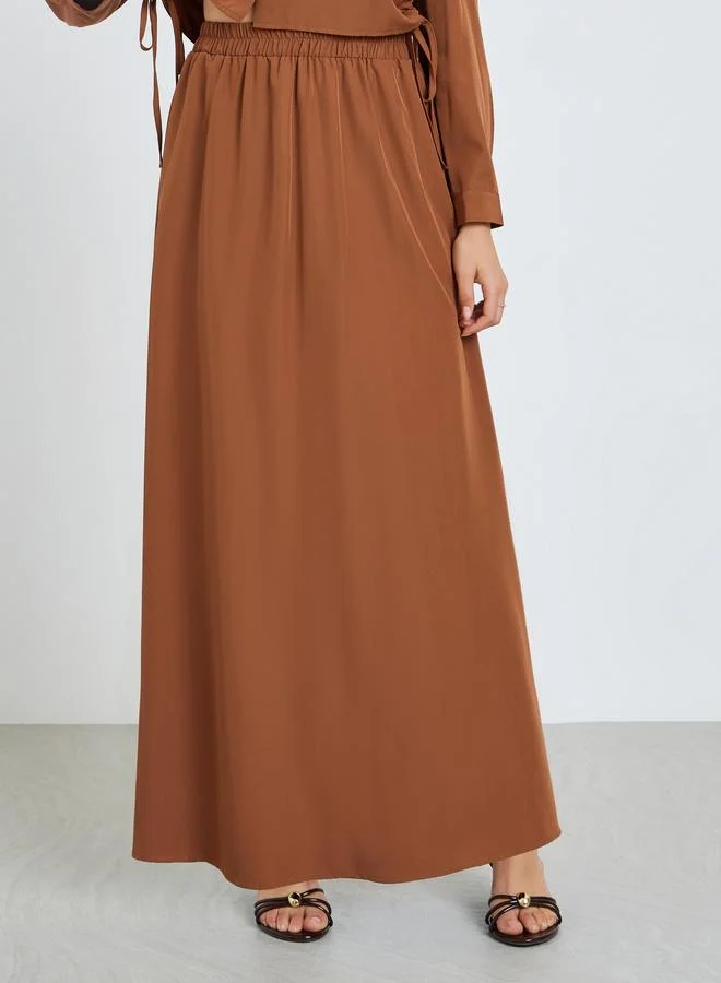 Amirah  Women Ruched Shirt and Maxi Skirt Modest Set for Women | Best Price UAE