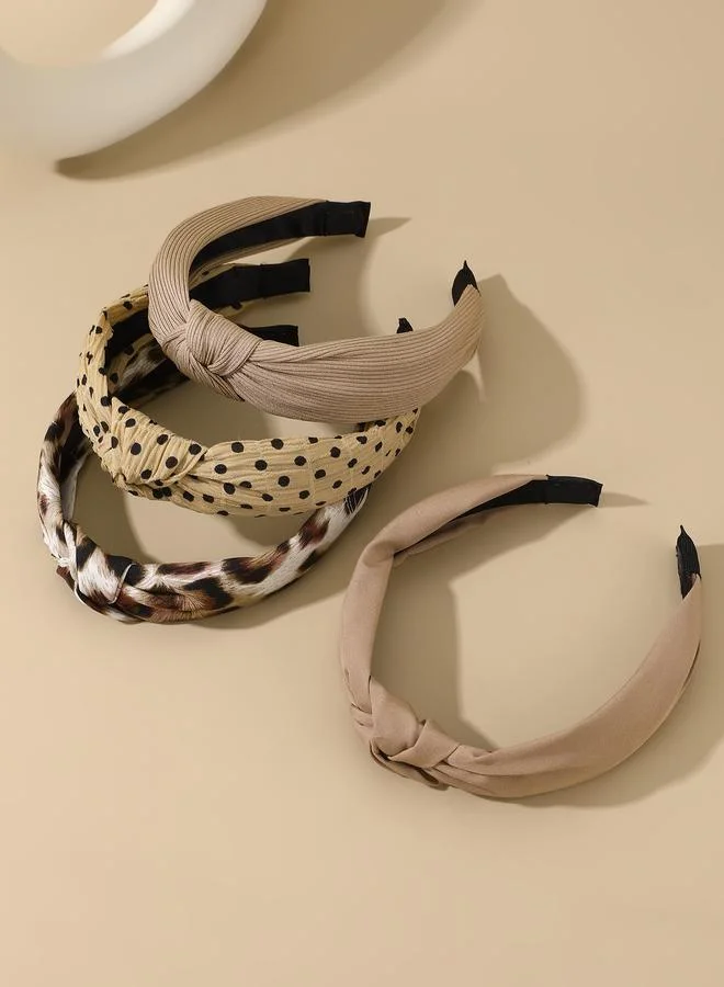 تايك تو Set of 4 - Leopard Print and Plain Headband
