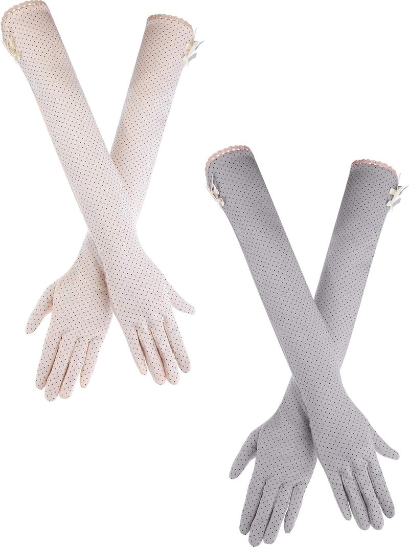 Chuangdi 2 Pairs Women UV Sun Protection Driving Gloves Touchscreen Arm Sun Block Gloves - Image 1