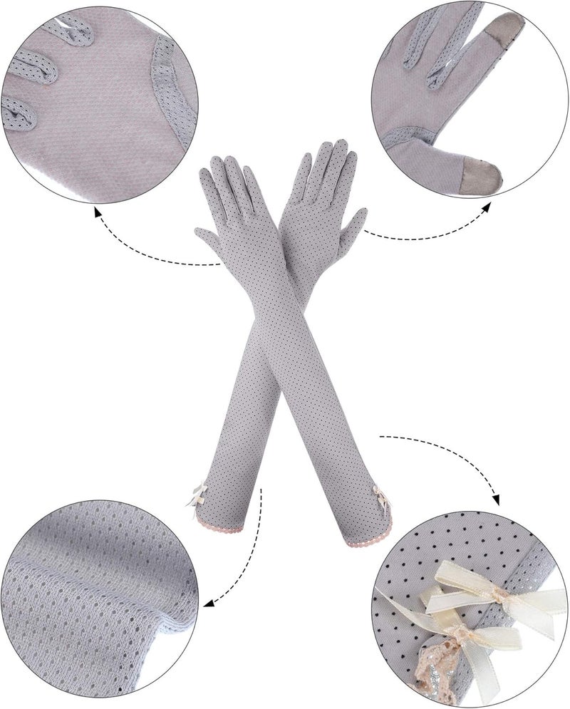 Chuangdi 2 Pairs Women UV Sun Protection Driving Gloves Touchscreen Arm Sun Block Gloves - Image 3